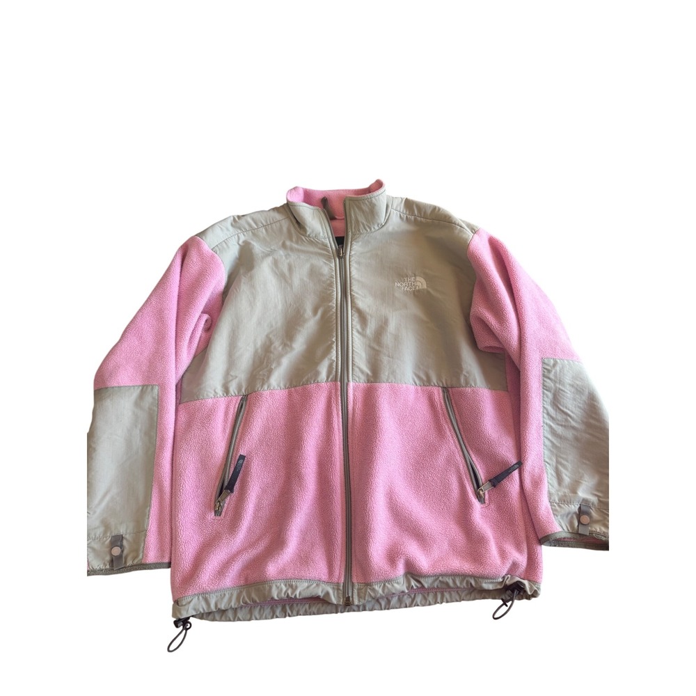The North Face Fleece Jacket Pink Gray Youth‎ XL Full Zip Outdoor